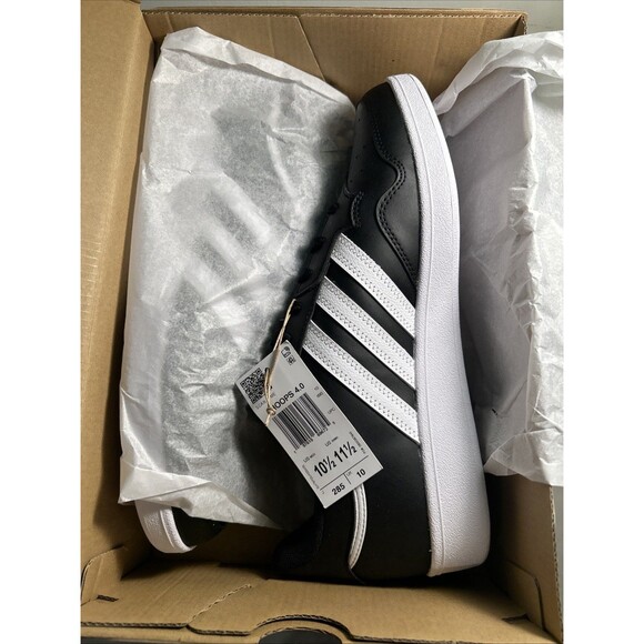 ADIDAS HOOPS 4.0 Men\'s Sz 10.5 Sneakers Low Top Shoes BLACK/WHITE - NEW WITH BOX main image 5